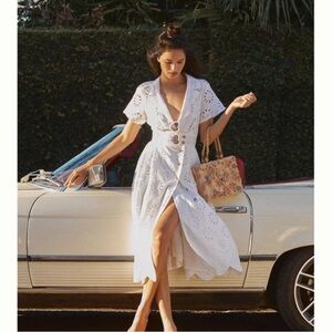 Anthropologie White Eyelet Midi Dress